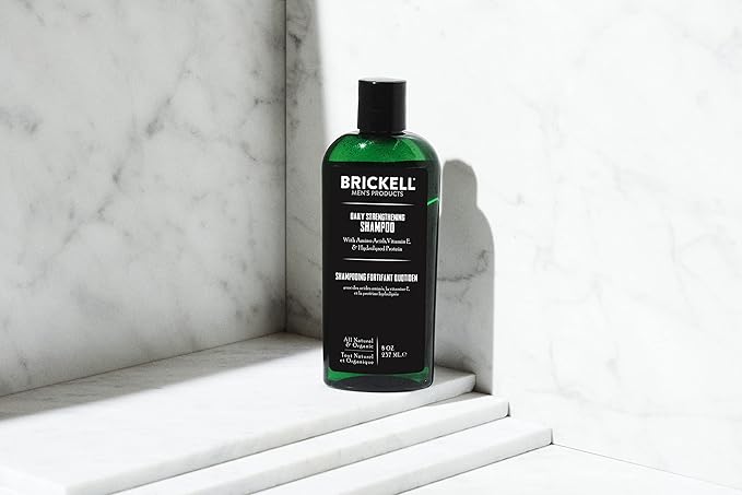 Brickell Men's Products Daily Strengthening Shampoo for Men, Natural and Organic Featuring Mint and Tea Tree Oil To Soothe Dry and Itchy Scalp, Sulfate Free and Paraben Free, 8 Ounce, Scented