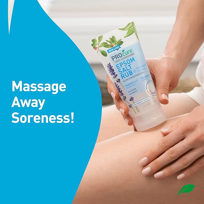 PROcure Epsom Salt Rub Gel with Aloe Vera, Soothes Muscle Tension, Aches & Soreness Directly Where It Hurts, 6 Fl Oz (Pack of 3)
