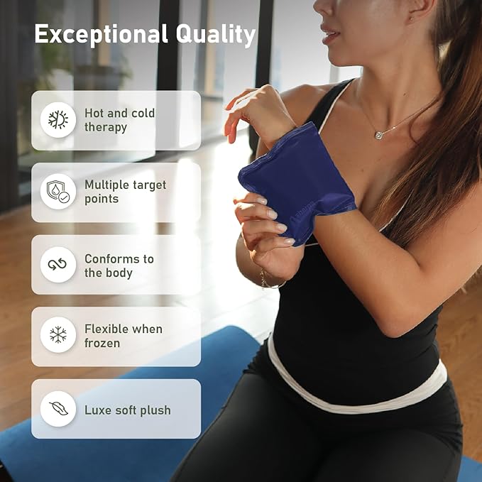 Small Soft Ice Packs for Injuries Reusable - Hot and Cold Flexible Gel Ice Packs Reusable for Ankle, Hand, Wrist, Head Pain Relief - 5" x 10" - 2PK - Blue