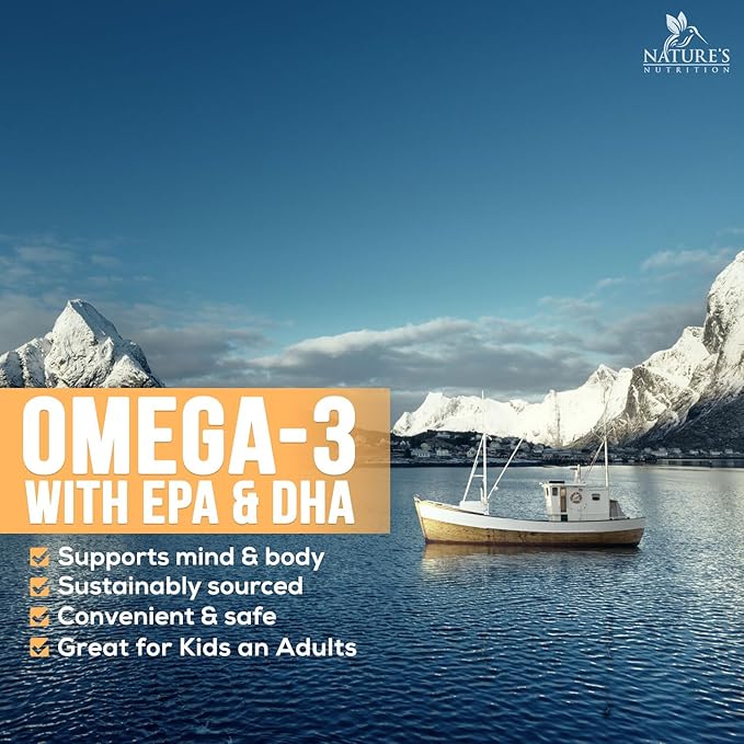 Triple Strength Omega 3 Fish Oil - 2400 mg Natural Omega-3 Supplements Support Brain, Heart & Joint Health with EPA & DHA Essential Fatty Acids - Lemon Flavor, Burpless, Wild Caught - 60 Softgels