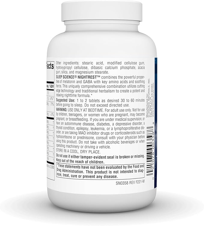 Source Naturals Sleep Science NightRest with Melatonin - BioAligned MultiNutrient & Herb Complex, for Rest & Relaxation Support* - 100 Tablets