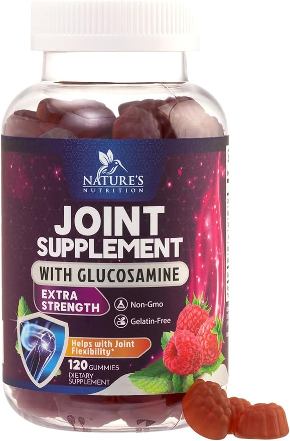 Joint Support Gummies Glucosamine Plus Vitamin E - Nature's Joint Support Supplement for Occasional Discomfort for Back, Knees & Hands - Cartilage & Joint Health & Flexibility Support - 120 Gummies