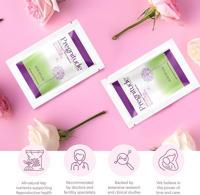 Pregnitude Reproductive Fertility Support - Helps Promote Regular Ovulation - Menstrual Cycles, and Increase Quality of Eggs - 30 Day Supply 60 Packets