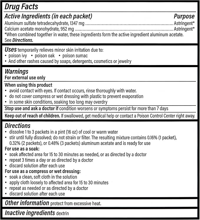 Domeboro Medicated Soak Rash Relief (Burow’s Solution), 12 Count (Pack of 1) - Packaging May Vary
