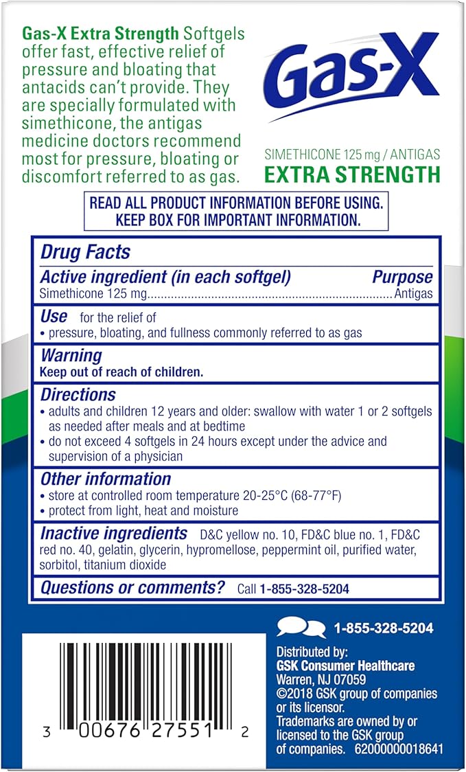 Gas-X Extra Strength Gas Relief Softgels with Simethicone 125 mg - 50 Count