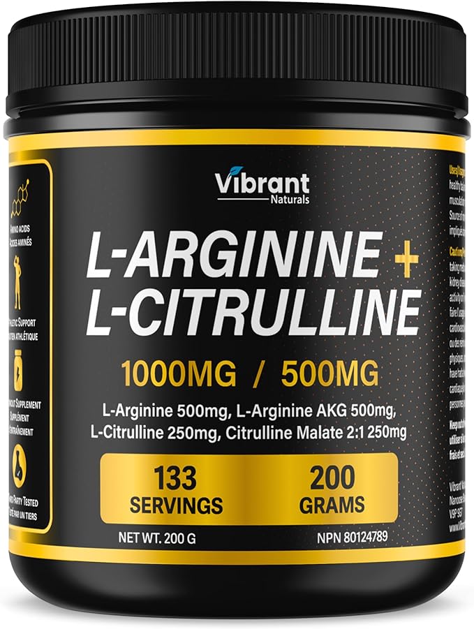 L-Arginine L-Citrulline Complex - Nitric Oxide Supplement For Men & Women, L-Arginine & L-Citrulline 2:1 Powder, Workout & Performance Supplement, Pure, Gluten Free, Non-GMO, 200 grams, 133 Servings