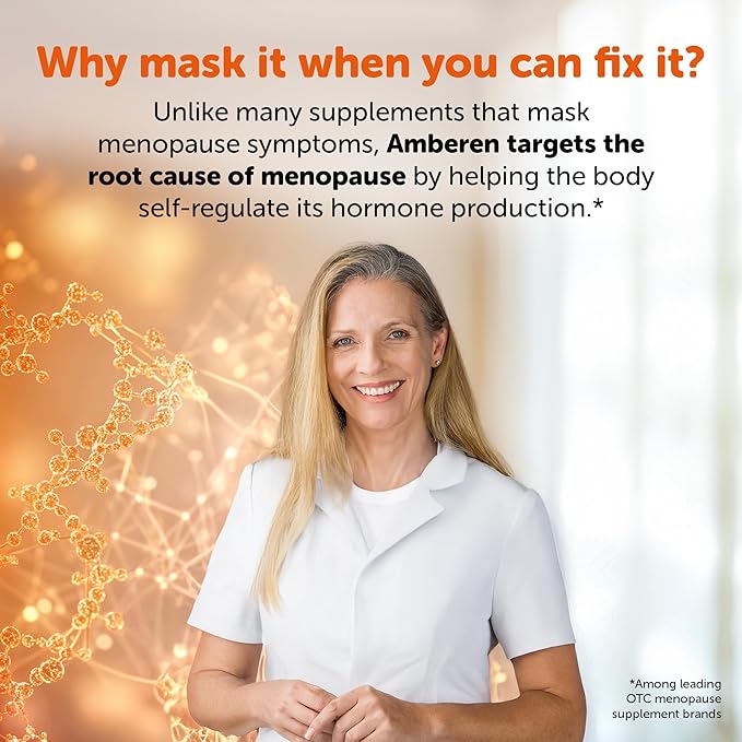 Amberen: Safe Multi-Symptom Menopause Relief. Clinically Shown to Relieve 12 Menopause Symptoms: Hot Flashes, Night Sweats, Mood Swings, Low Energy and More. 1 Month Supply