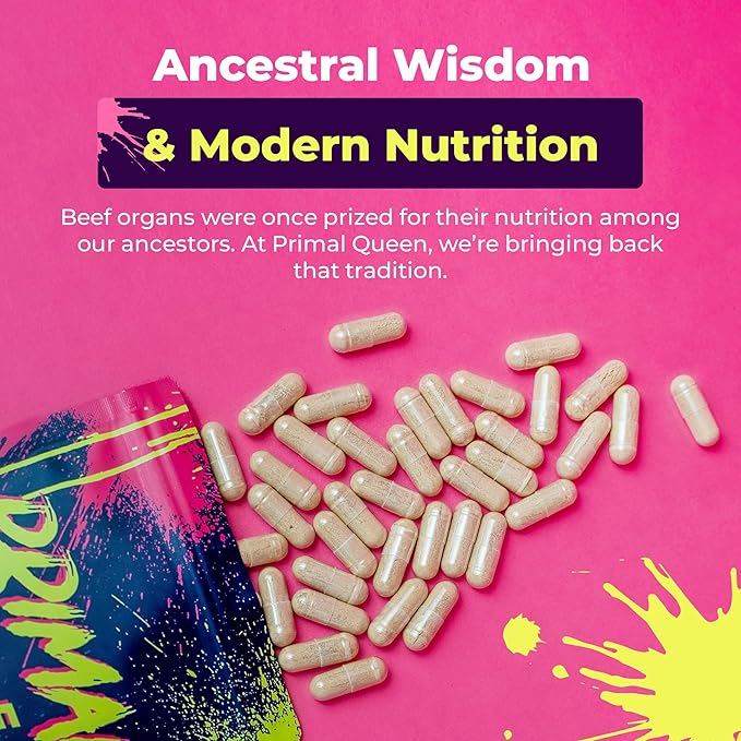 Female-Optimized Beef Organ Superfood Supplement (Beef Liver, Kidney, Heart, & 3 More) - 100% Grass Fed, Pasture Raised Cattle - Balance Hormones, Energy, & More for Women (Pack of 2)