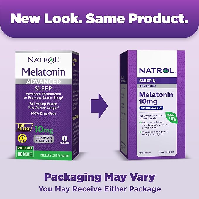 Natrol Melatonin 10mg Tablets, Advanced Sleep Dietary Supplement for Restful Sleep, 100 Melatonin Time Release Tablets, 100 Servings