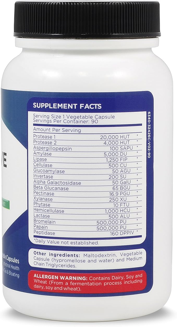 Zenesis Labs Digestive Enzymes - with Amylase, Bromelain, Protease, Lipase, & 14 Other Enzymes - 90 Capsules