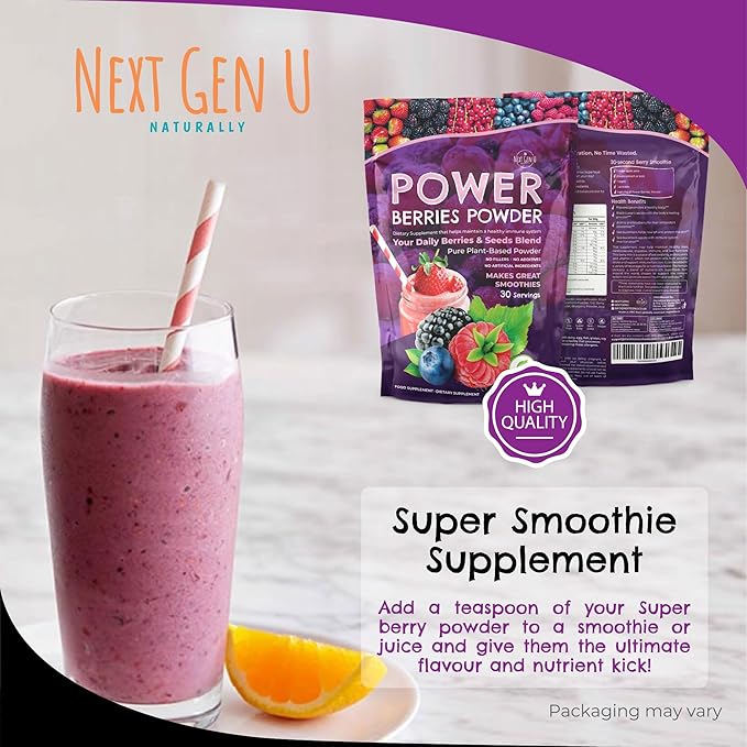 Super Berry Powder - 150g - Immune Support - Food Supplement - Superfood Berries - Smoothie Mix for Shakes - Healthy Boost for Detox Juice Beverages or Any Drink - by NextGenU
