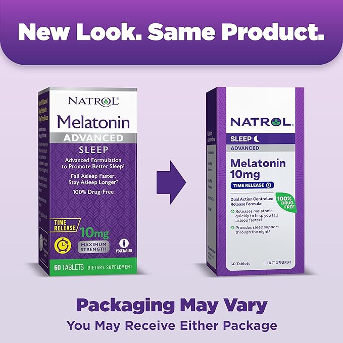 Natrol Sleep Advanced Melatonin Time Release Tablets, Nighttime Sleep Aid, 10mg, 60 Count