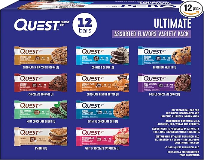 Quest Nutrition Ultimate Variety Pack Protein Bars, High Protein, Low Carb, Gluten Free, Keto Friendly, 12 Count