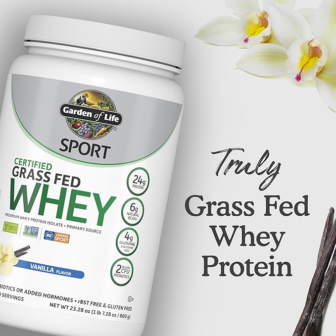 Garden Of Life, Protein Powder Sport Whey Grass Fed Vanilla, 23 Ounce