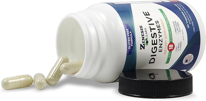Zenesis Labs Digestive Enzymes - with Amylase, Bromelain, Protease, Lipase, & 14 Other Enzymes - 90 Capsules