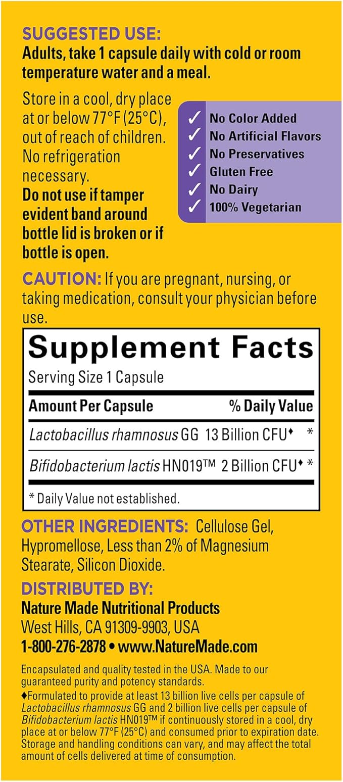Nature Made Probiotics for Digestive Health Extra Strength 15 Billion CFU from Live Cultures, Probiotics for Women and Men, 30 Probiotic Capsules, 30 Day Supply