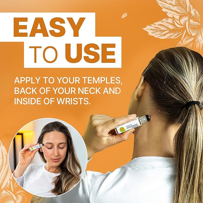 Migrastil Migraine Stick Rollon - Fast Cooling Comfort for Your Head. Aromatherapy with Peppermint & Other Essential Oils. Metal Roller. Made in USA by Basic Vigor