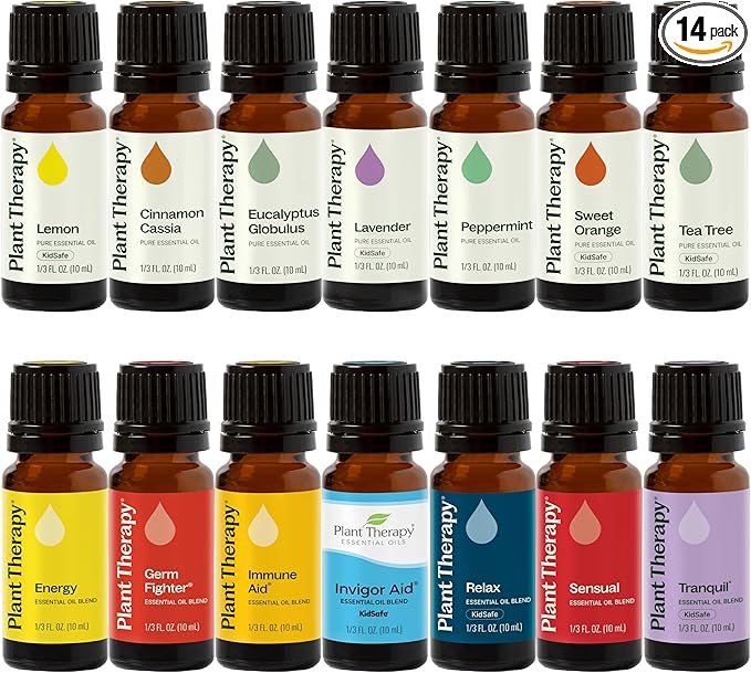 Plant Therapy 7 & 7 Essential Oils Set 7 Single Oils: Lavender, Peppermint & More, 7 Synergy Blends 100% Pure, Undiluted, Natural Aromatherapy, Therapeutic Grade 10 mL (1/3 oz)