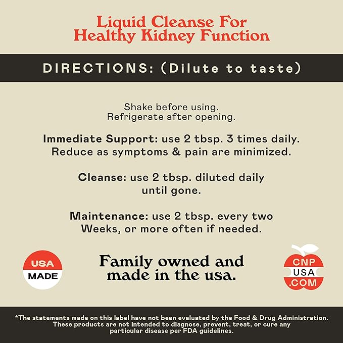Complete Natural Products Kidney Complete - 16oz Liquid Dietary Supplement for Kidney Support, Cleanse, and Detox with Apple Cider Vinegar, Lemon, & Organic Chanca Piedra.