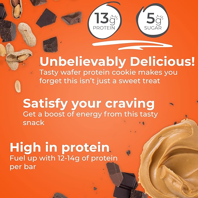 Power Crunch Protein Wafer Bars, High Protein Snacks with Delicious Taste, Peanut Butter Fudge, 1.4 Ounce (12 Count) (Pack of 2)