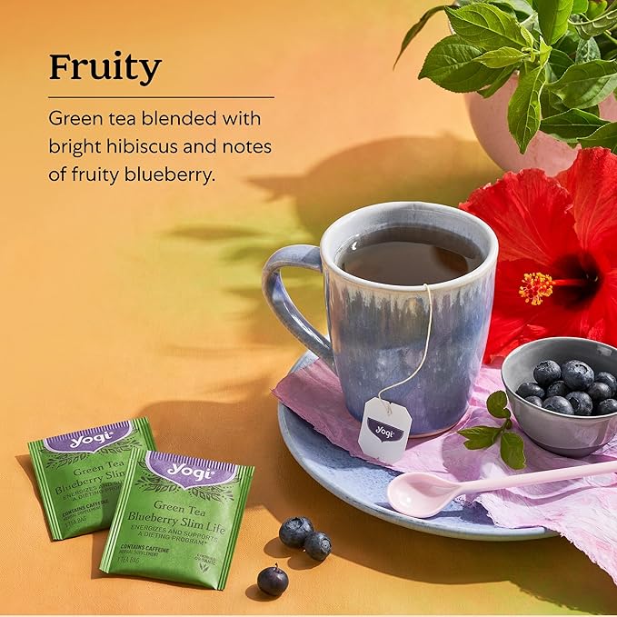 Yogi Tea - Green Tea Blueberry Slim Life (4 Pack) - Energizes and Supports a Dieting Program with Garcinia Cambogia - Contains Caffeine - 64 Organic Tea Bags