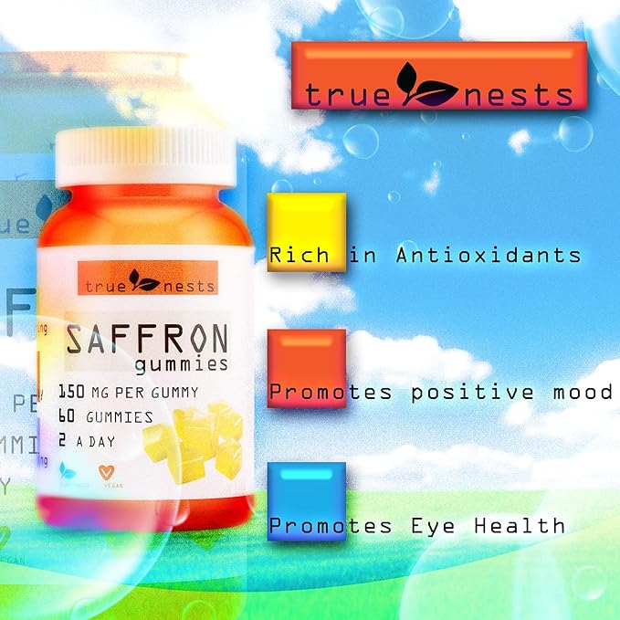 Saffron Gummies – Vegan & Non-GMO, Premium Saffron Extract, Delicious Herbal Flavor, Supports Relaxation, Focus, and Energy, Perfect for Daily Wellness, 60 Count