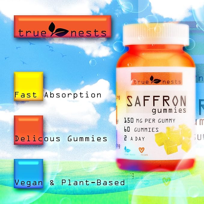 Saffron Gummies – Vegan & Non-GMO, Premium Saffron Extract, Delicious Herbal Flavor, Supports Relaxation, Focus, and Energy, Perfect for Daily Wellness, 60 Count