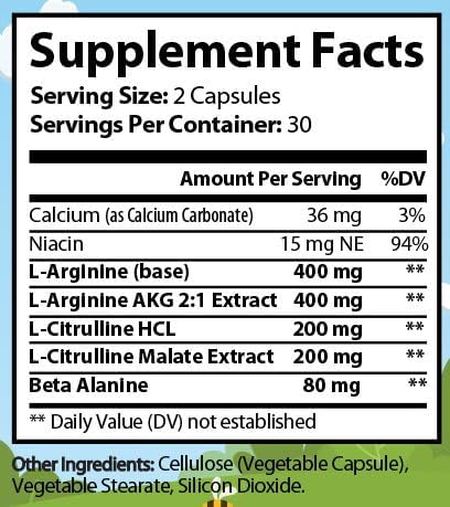 L-ARGININE Plus - Premium Nitric Oxide Booster with Citrulline & Beta Alanine - Supports Blood Flow & Circulation, Enhances Workouts - 60 Veggie Capsules - Bottled in USA
