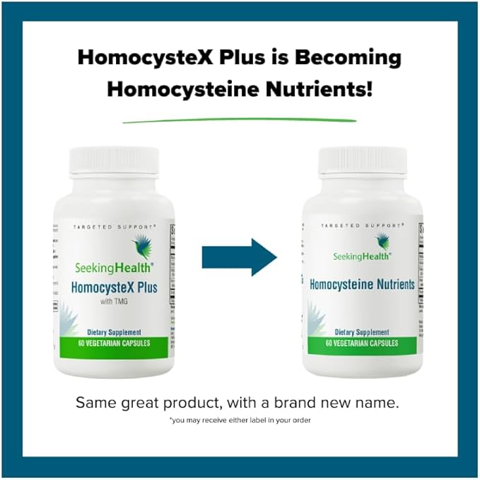 Seeking Health Homocysteine Nutrients, Formerly HomocysteX Plus, Support Homocysteine Level and Methylation, Vitamin B12, Folate (as L-methylfolate), MTHFR Gene Support (60 Capsules)