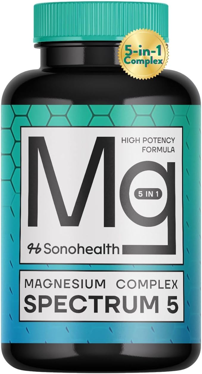 5-in-1 Magnesium Complex Spectrum 5 | 500mg of Magnesium Glycinate, Malate, Citrate, Oxide & Hydroxide for Muscles, Nerves, & Energy | High Absorption | Vegan, Non-GMO | 60 Capsules
