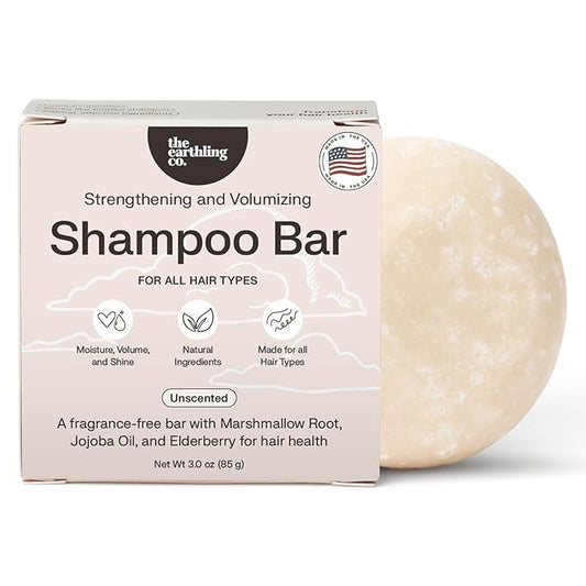 The Earthling Co. Shampoo Bar - Promote Hair Growth, Strengthen & Volumize All Hair Types - Paraben & Sulfate Free formula with Natural, Vegan Ingredients for Dry Hair (Fragrance Free, 3 oz)