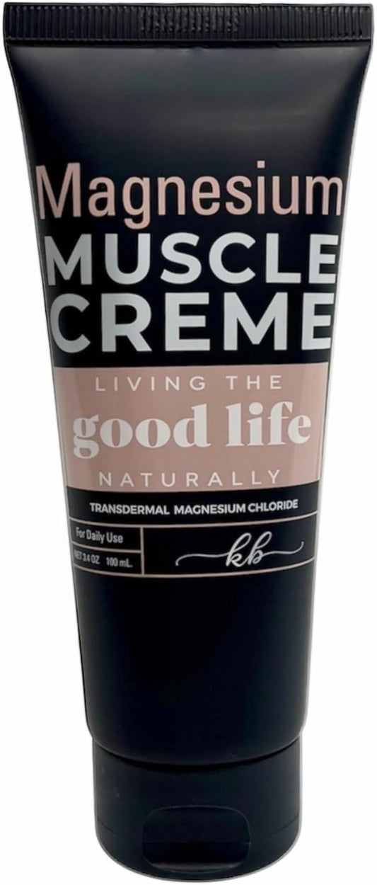 Living the Good Life Naturally Magnesium Muscle Creme Transdermal Magnesium Lotion for Pain with Blue Emu, Peppermint, Menthol, and Magnesium Chloride for Muscle Recovery - Travel Size, 3.4 oz