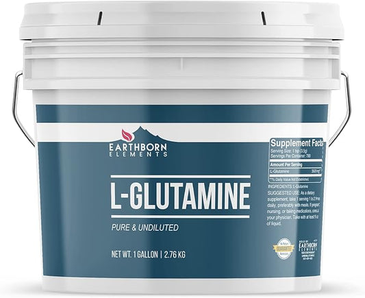 Earthborn Elements L-Glutamine 1 Gallon Bucket, Pure & Undiluted, Dietary Supplement