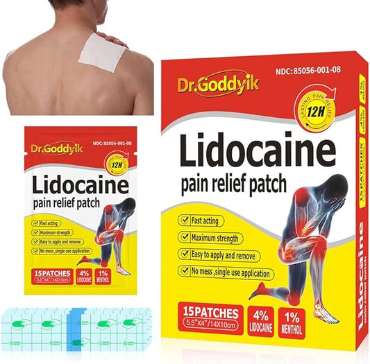 4% Lidocaine Patches Pain Relief Patches Maximum Strength Lidocaine, Back Pain Relief Patch for for Knee Joint Neck Shoulder Muscle Pain Relief,(25 Count)