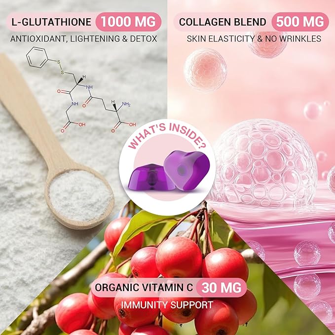 Liposomal Glutathione Gummies 1000MG - Reduced L-Glutathione for Antioxidant - Sugar Free Glutathione Supplement with Vitamin C, Vegan Collagen Gummies for Liver Detox, Glowing Skin - 150 Gummies