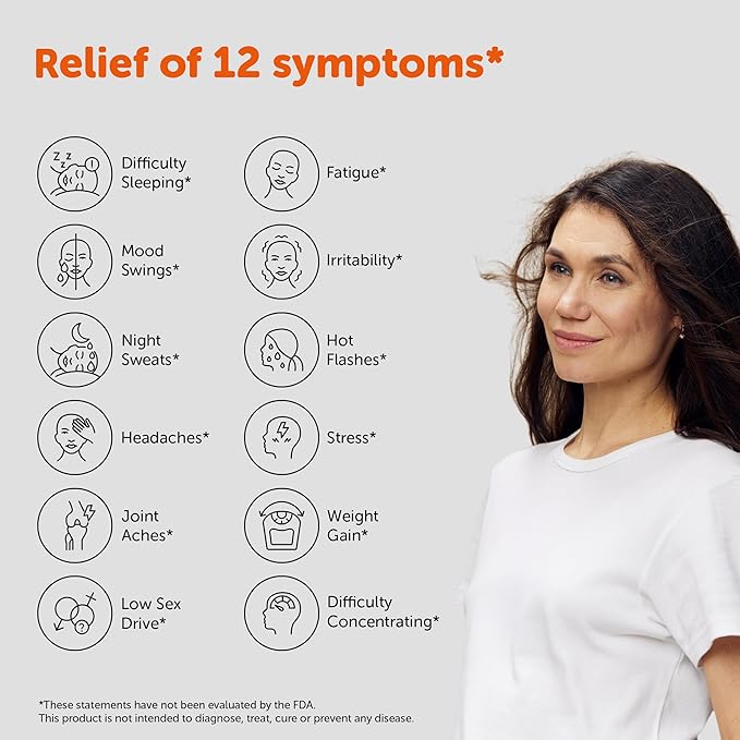 Amberen: Safe Multi-Symptom Menopause Relief. Clinically Shown to Relieve 12 Menopause Symptoms: Hot Flashes, Night Sweats, Mood Swings, Low Energy and More. 1 Month Supply