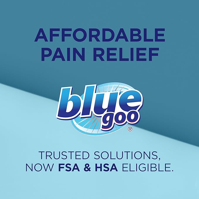 Blue Goo Pain Relieving Gel – FSA & HSA Eligible, for Back, Neck, Muscle, and Joint Pain, Fast-Acting Cooling and Soothing Relief with 100% Pure Emu Oil, 4 oz (2 Pack)