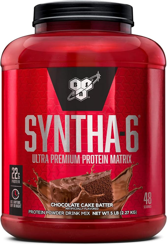 BSN SYNTHA-6 Whey Protein Powder, Micellar Casein, Milk Protein Isolate Powder, Chocolate Cake Batter, 48 Servings (Package May Vary)