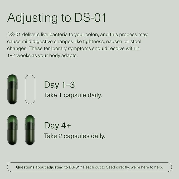 Seed DS-01 Daily Synbiotic - Prebiotic and Probiotic for Women & Men - Digestive Health, Gut Health, Immune Support, Bloating & Constipation Relief - Vegan & Shelf-Stable - 60 Capsules (30-Day Supply)