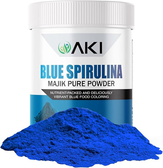AKI E18 Grade Blue Spirulina Powder Pack – Ultra Concentrated Phycocyanin Superfood – Deep Blue, Vegan & Non-GMO – Ideal for Smoothies, Ice Cream, Yogurt or Pastries – 1 oz/ 28.35g