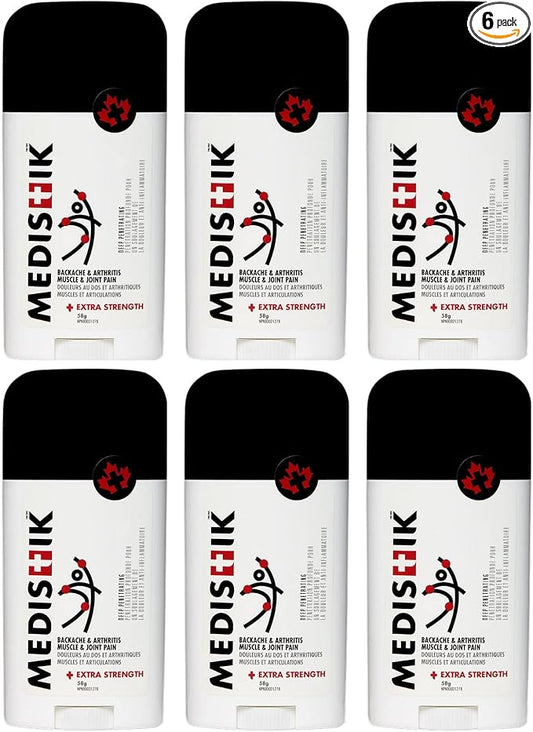 Extra Strength Pain Relief Stick. Long Lasting Topical Pain Reliever for Backache, Arthritis Muscle & Joint Pain, 58g, Pack of 6