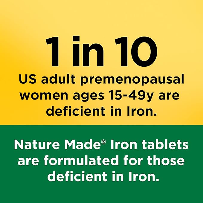 Nature Made Iron 65 mg (325 mg Ferrous Sulfate) Tablets, Dietary Supplement for Red Blood Cell Support, 180 Tablets, 180 Day Supply (Pack of 2)