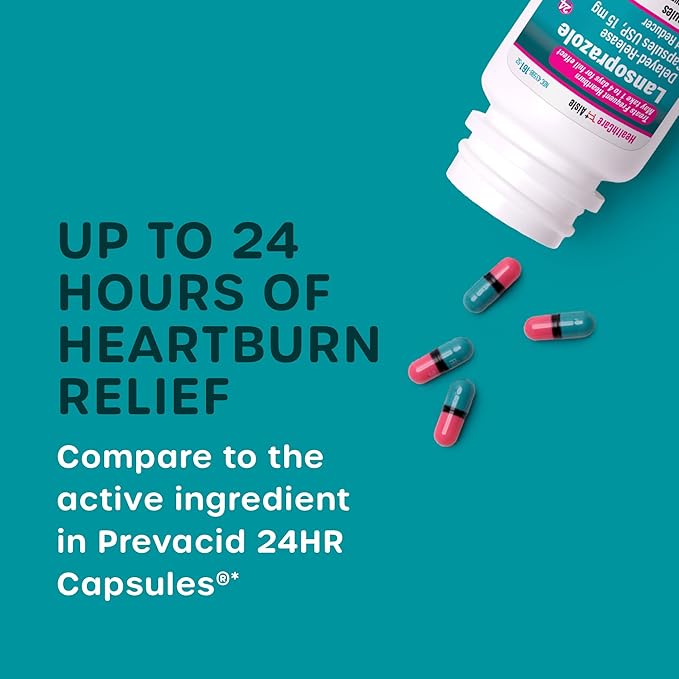 Prevacid 24HR Acid Reducer 42ct & Lansoprazole Heartburn Relief Capsules 42ct Bundle