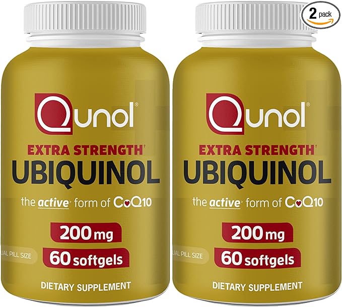 Qunol Ubiquinol CoQ10 200mg Softgels, Ubiquinol 200mg - Active Form of Coenzyme Q10, Antioxidant for Heart Health - 60 Count (Pack of 2)