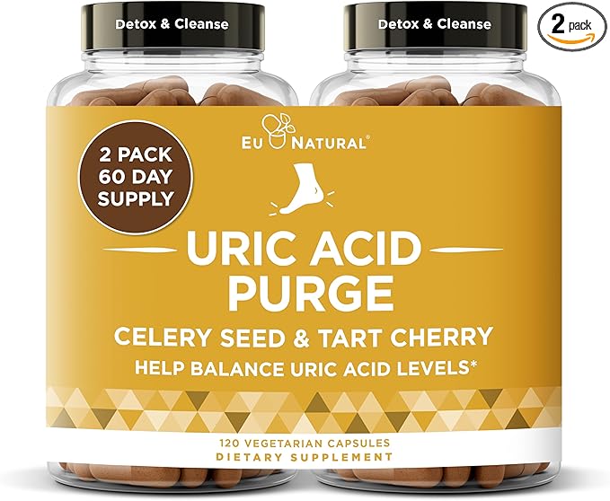 Purge! Uric Acid Flush – Eat & Drink What You Want – Detox and Cleanse with Celery Seed Extract, Tart Cherry & Chanca Piedra for Effective Joint Support & Active Mobility – 120 Soft Vegan Capsules
