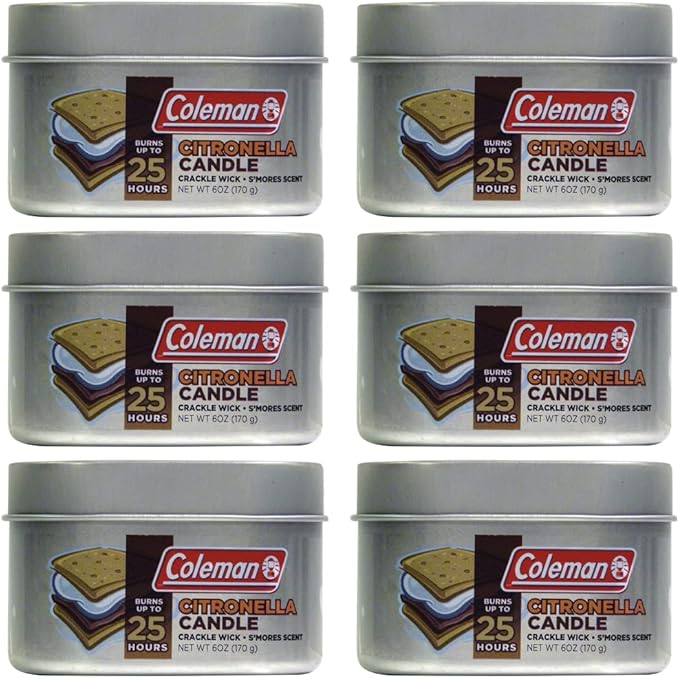 Coleman Scented Outdoor Citronella Candle with Wooden Crackle Wick - 6 oz (Pack of 6)