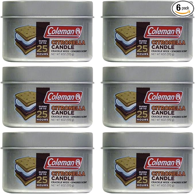 Coleman Scented Outdoor Citronella Candle with Wooden Crackle Wick - 6 oz (Pack of 6)