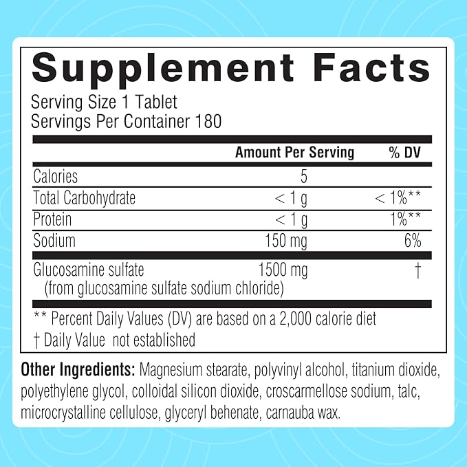 Swisse Glucosamine Sulfate Joint Support Supplement for Mobility and Flexibility Health | Women and Men | Glucosamina 1500mg | 180 Tablets| 6 Months Supply