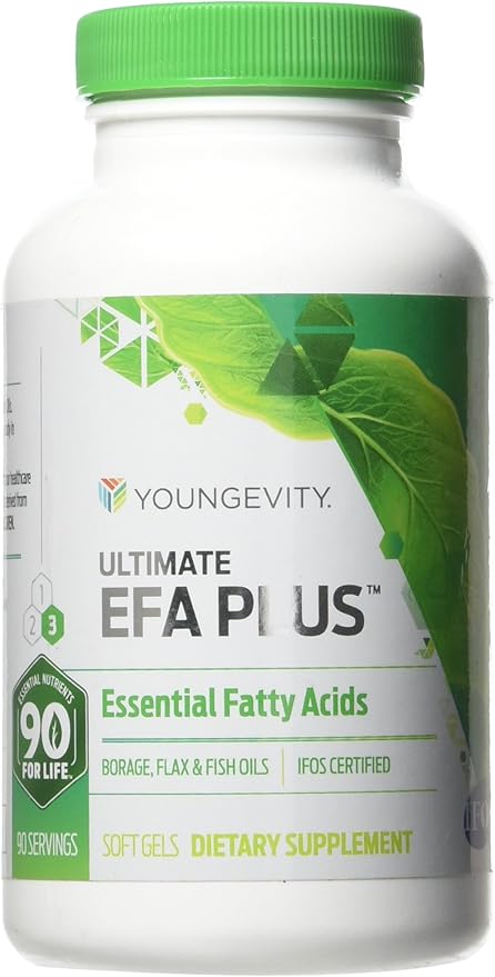 Youngevity Ultimate EFA Plus – Essential Fatty Acids, 90 Soft Gels – Balanced Fish Oil Formula for Heart, Brain, Joint, Skin Health – Omega-3, Omega-6, Omega-9 Supplement for Optimal Health Support