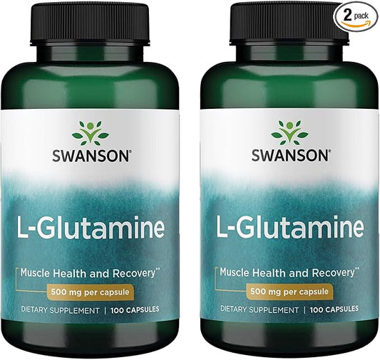 Swanson Amino Acid L-Glutamine 500 Milligrams 100 Capsules (2 Pack)